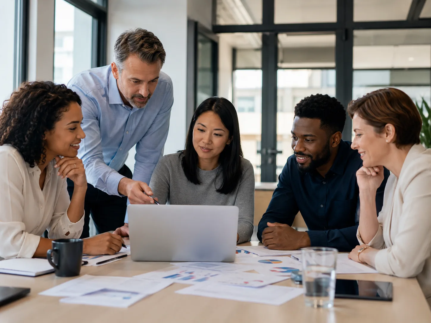 Leadership and technology professionals collaborating around one clear cybersecurity plan